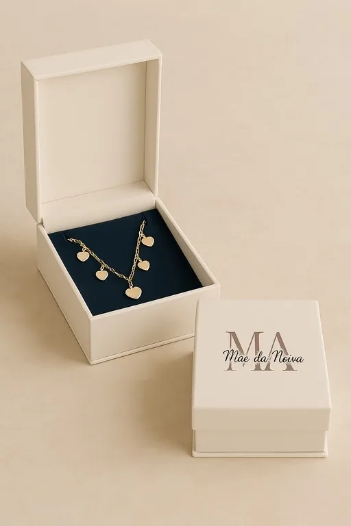 Caixa personalizada da mãe da noiva com colar de pingentes